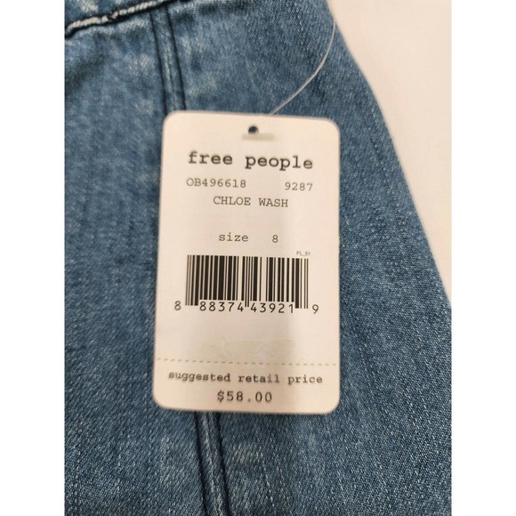NWT Free People Zip to It Denim Mini Jean Skirt Chloe Wash Women's Sz 8 - Picture 10 of 12